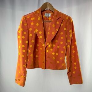 Alberto Kamali 2 Button Polka Dot Blazer in‎ Orange Size 6